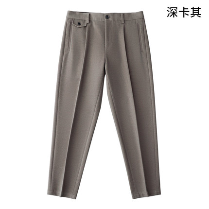 垂坠感九分裤男冬季加厚宽松直筒西裤仿毛呢休闲裤韩版保暖男裤子