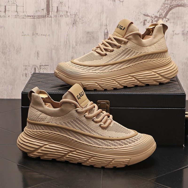 男鞋夏季透气薄款防臭2025新款网面鞋休闲运动鞋厚底增高男士鞋子