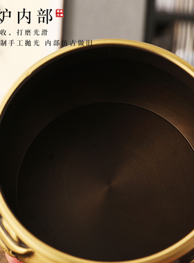 纯铜聚宝盆招财摆件中式家用客厅玄关装饰礼品聚财黄铜米缸存钱罐