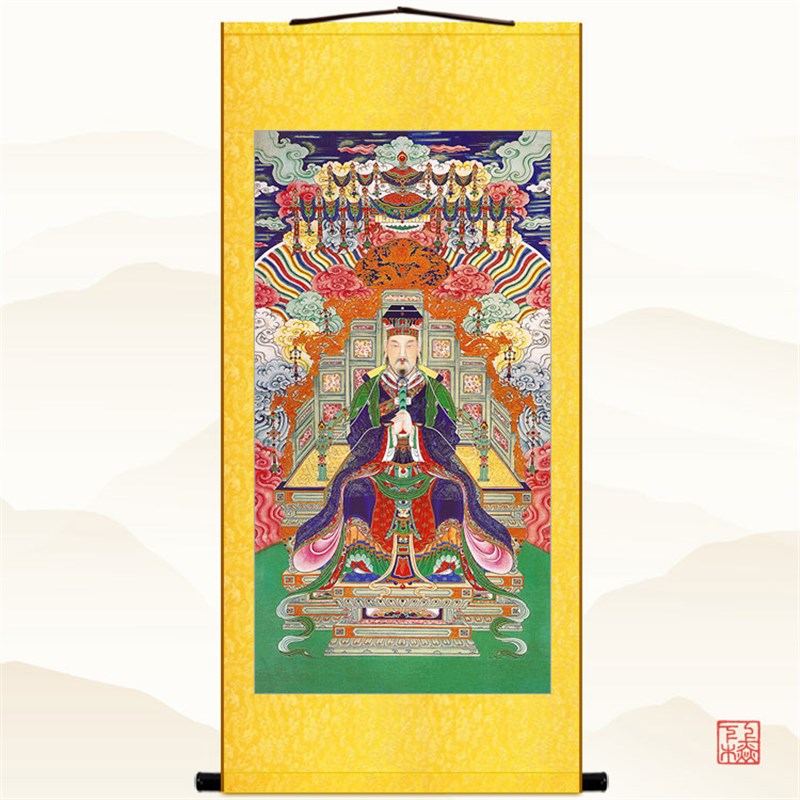 明清古画版 玉皇大帝玉帝神仙人物画挂图 装饰画绢布卷轴挂画定制