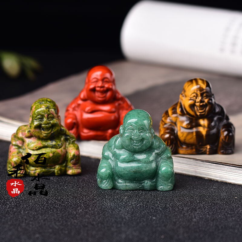 天然水晶原石弥勒佛风水摆件笑佛工艺品W家居装饰摆设