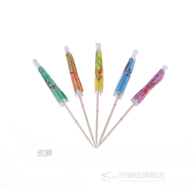 Wedding 50Pcs/lot Paper Umbrella Cake Topper Picks Cocktail