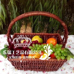 藤编水果篮手提篮购物篮采摘篮礼品篮鸡蛋篮柳编收纳篮竹篮藤篮子