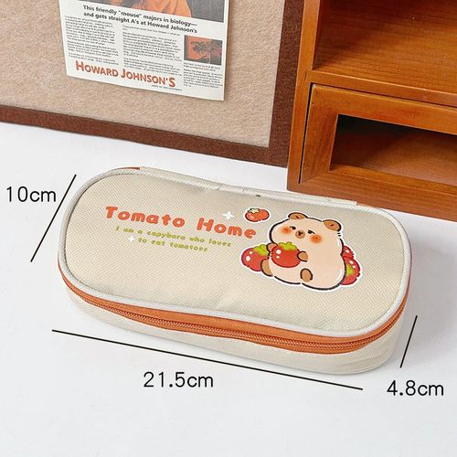 跨境卡皮巴拉帆布笔袋可爱大容量学生简约铅笔盒insW少女心文具盒