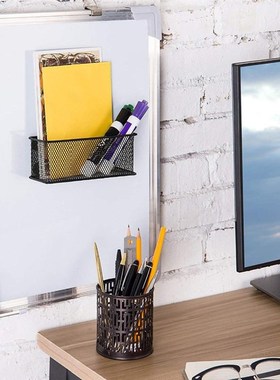 Iron Grid Fridge Magnetic Whiteboard Pen Holder Square Stora
