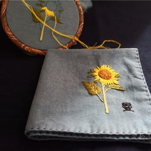 纯植物手染布料男j女朋友生日毕业礼物手工刺绣手帕diy材料包