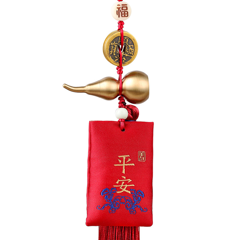 工厂销纯铜葫芦h锦囊汽车内挂件开口葫芦五帝钱平安聚财开运门对