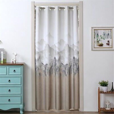 Modern Blackout Household Door Curtain Landscape Blue Curtai