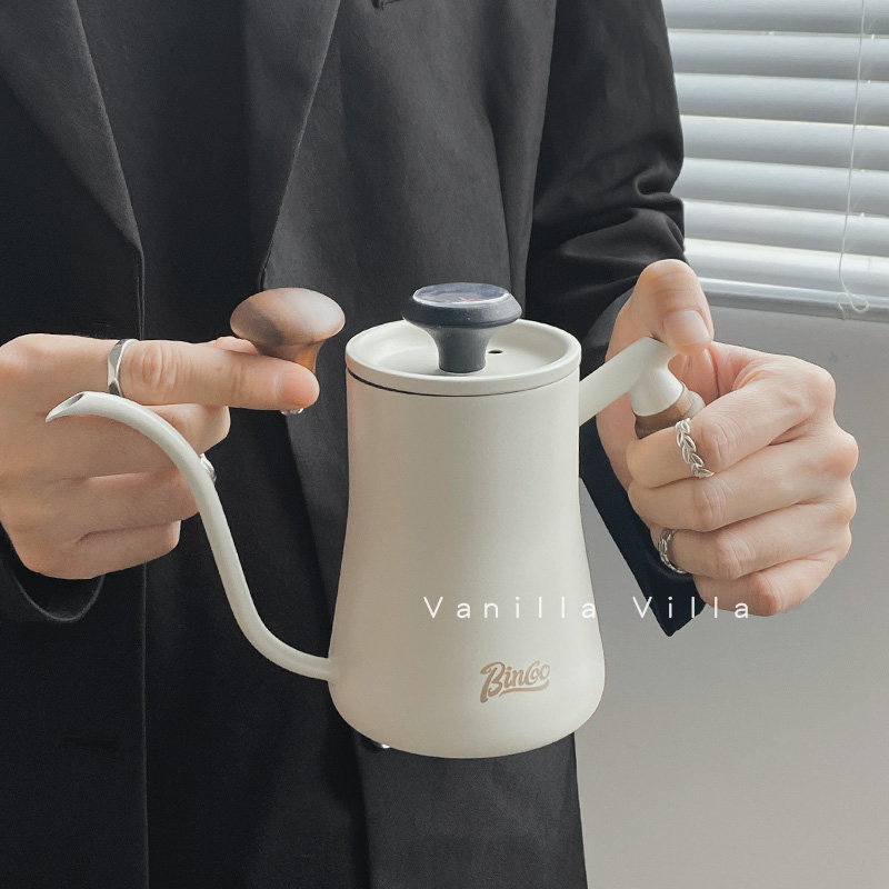 手冲咖啡壶带温度计细口壶滴滤挂耳咖H啡器具长嘴家用不锈钢冲泡