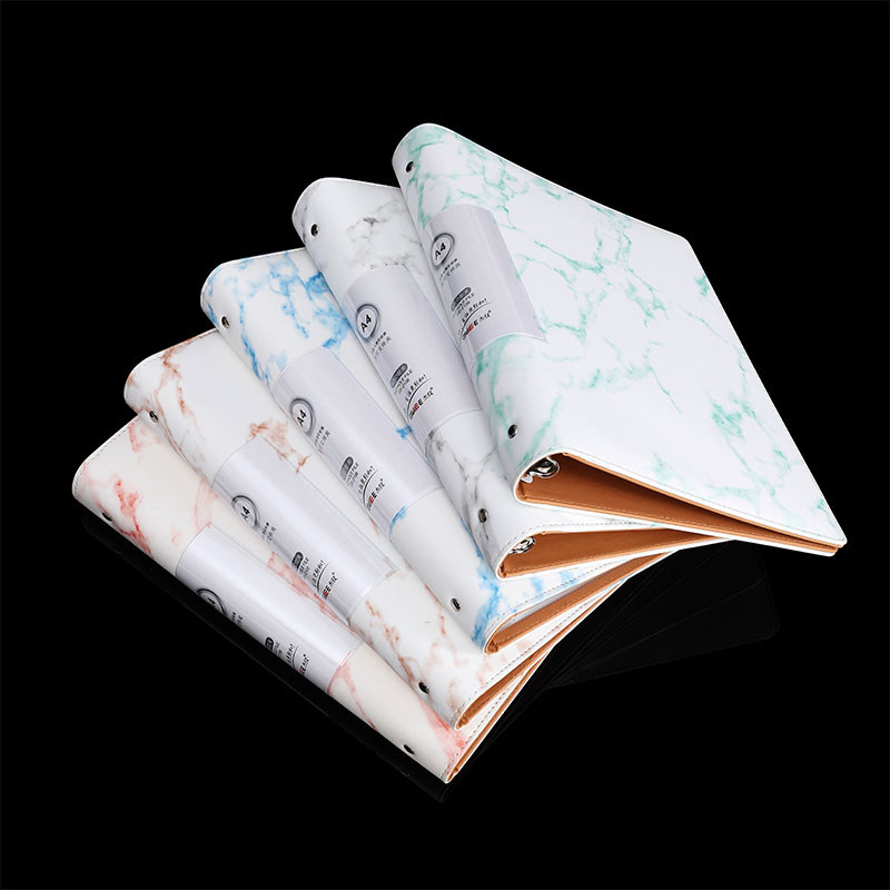 a4皮面文件夹插页袋100页资料册办公收纳夹透明打孔活页夹档案夹