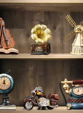 精品摆件留声机i模型复古屋内家装软装饰品吧台咖啡厅欧式摆设物