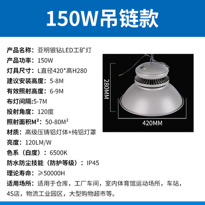 推荐LED照明工矿灯超亮强光节能室内H超市篮球场厂房工厂仓库