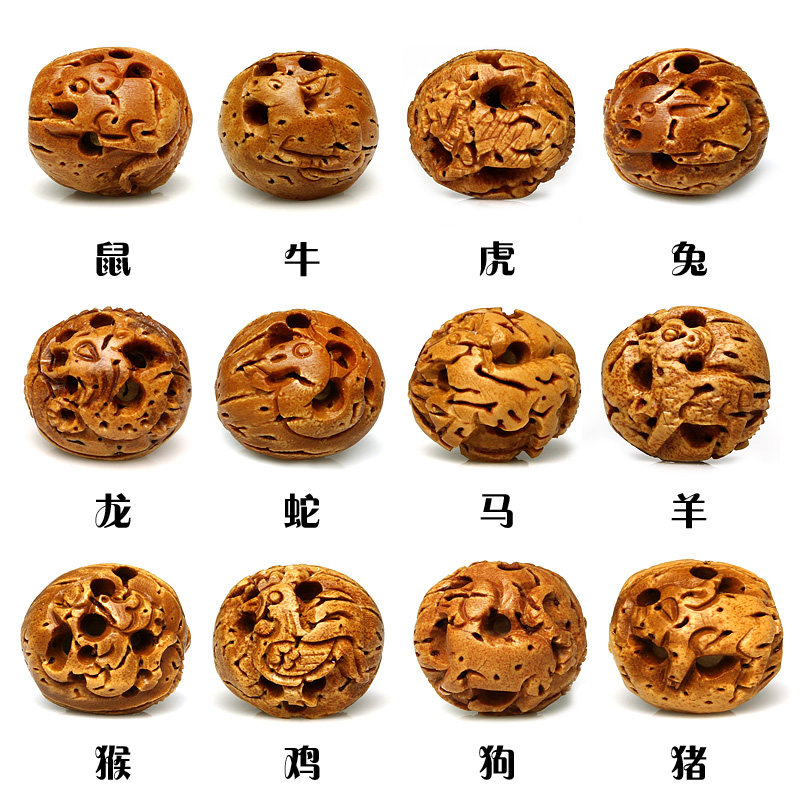 新品山桃核生肖珠子梅花s镂空手链串配挂件宝宝金刚结红绳属相本