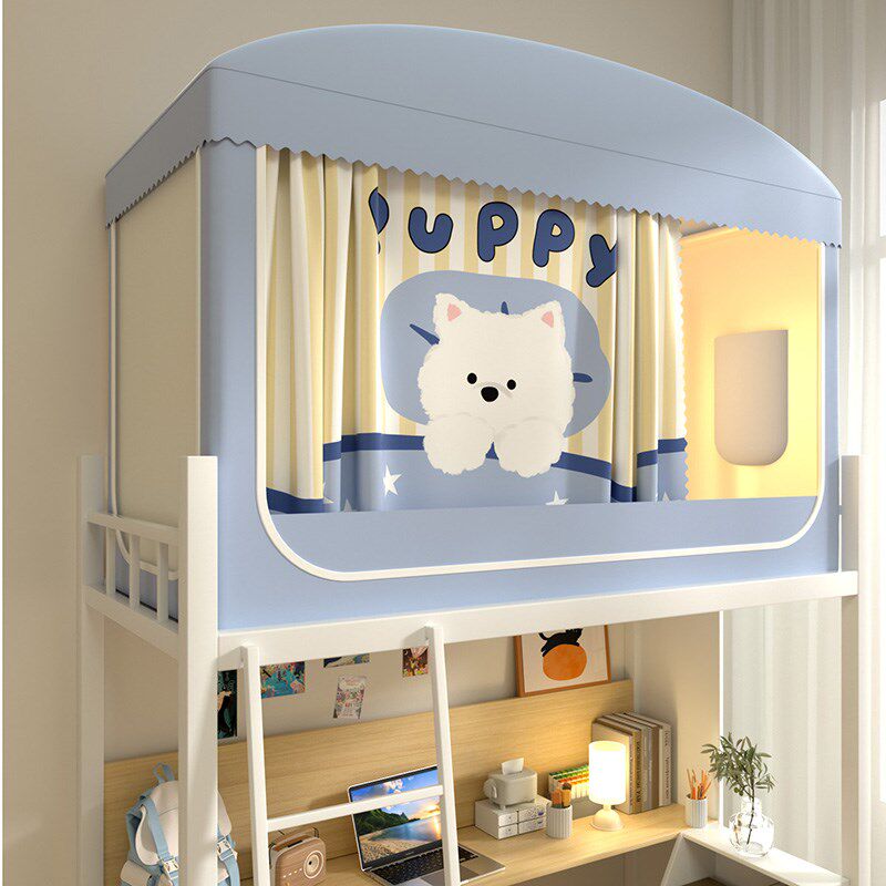 新款学生宿舍蚊帐90x190上铺窗帘一体式上铺遮光床帘可伸缩纹