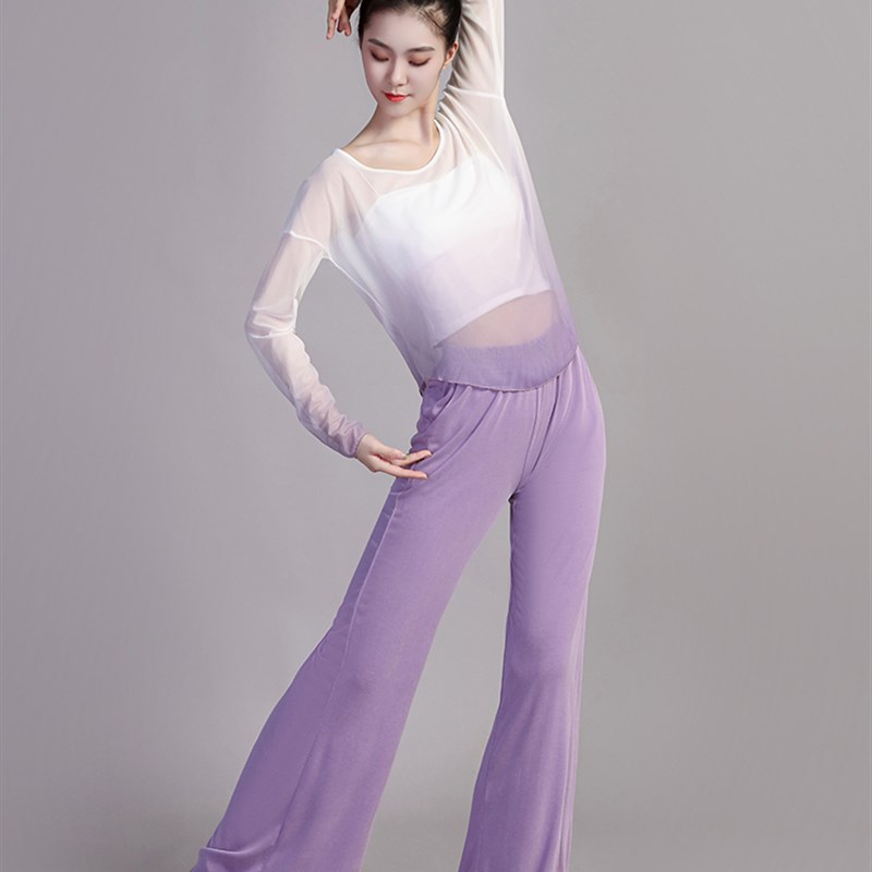 薄款铜氨丝舞蹈裤女古典舞演出服练功裤现M代舞蹈服万年裤拖地长