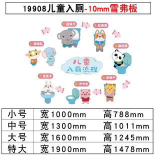 儿童入厕流程教育装 饰画卡通幼儿园学校教学卫生间自粘立体墙贴纸