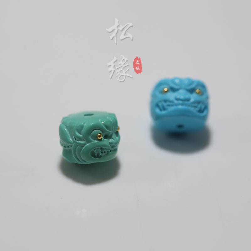 优化绿松石配饰貔貅珠文玩手串顶珠兽面配饰老型配珠隔片兽脸腰珠