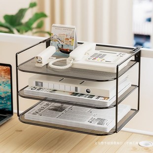 创意办公桌c三角区文件置物架桌面隔板工位电话机悬挂式收纳架办