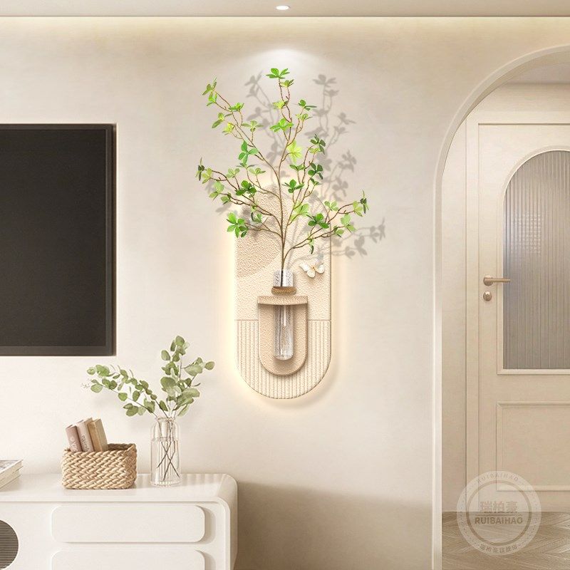 奶油风电视机背景墙装饰画简约餐厅挂件客厅立体高级感可插花壁画