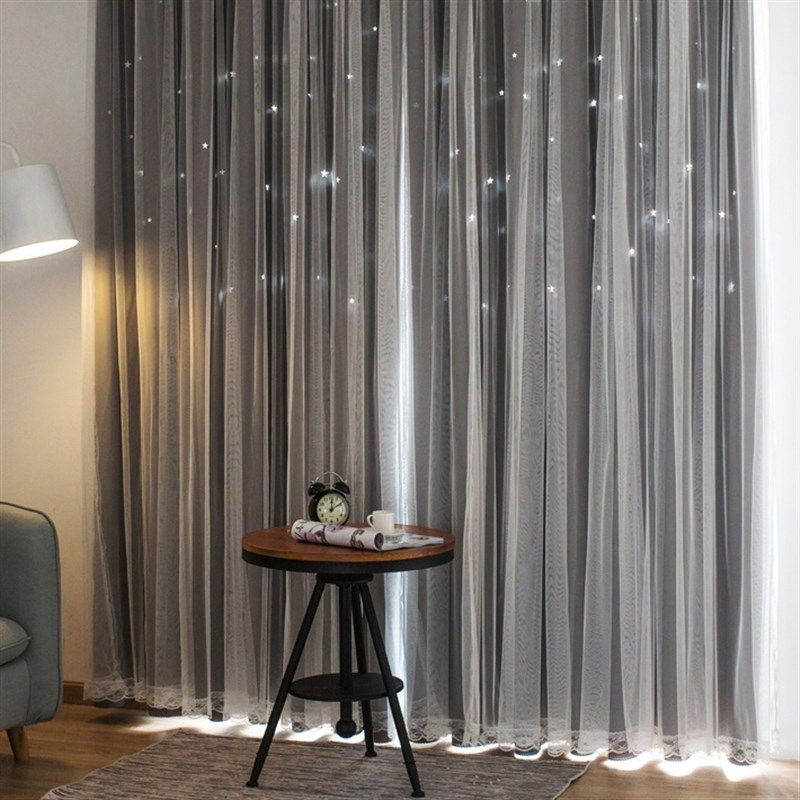 窗帘免打孔安装伸缩杆遮光卧室少女2023年新款客U厅儿童房女孩公