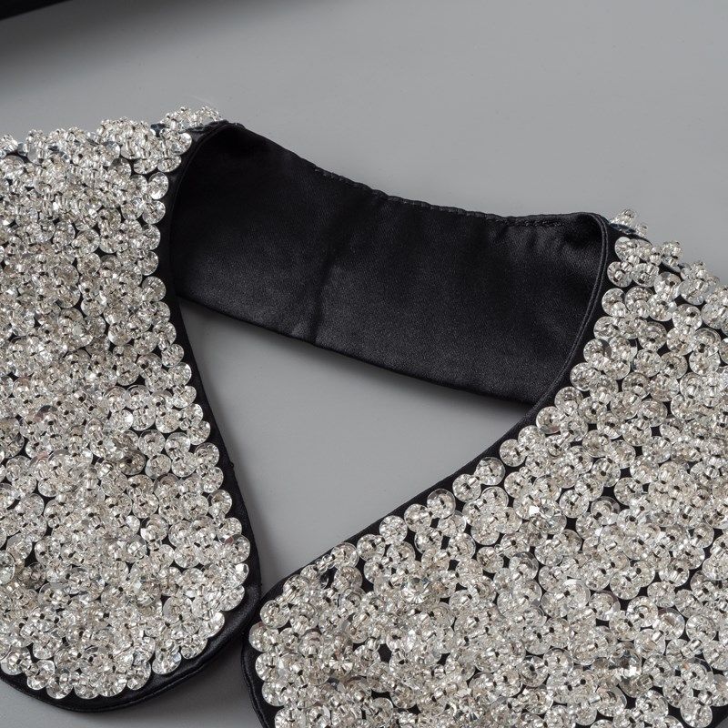 重工钉珠假领子黑色雪纺衬衫假衣领单独小K领子神器万能衣领装饰