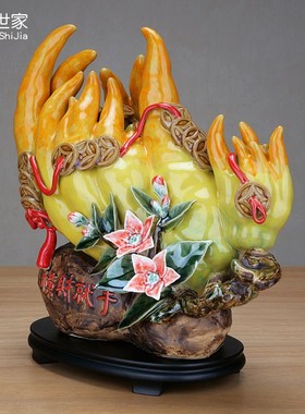 石湾公仔陶瓷佛手瓜新中式餐厅装饰酒店样板间电视柜手工高档摆件