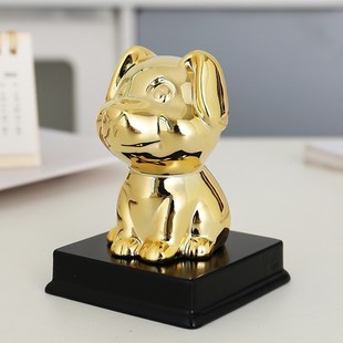 十二生肖招财桌面小摆件金色虎鼠牛兔龙蛇马羊猴鸡狗猪陶瓷工艺品