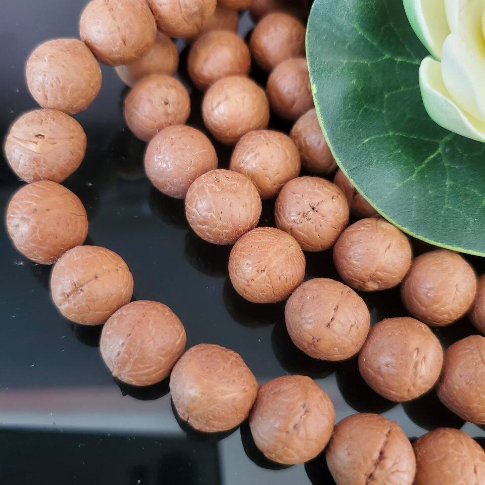 速发进口尼泊尔精品红皮 凤眼菩提子 佛珠  念珠 14mm  一条价包