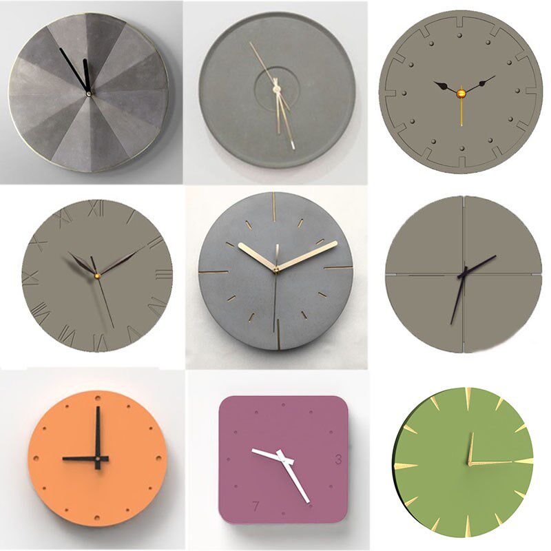 几何水泥挂钟模具创意钟表环保混凝土壁钟家居饰品摆件硅胶磨具
