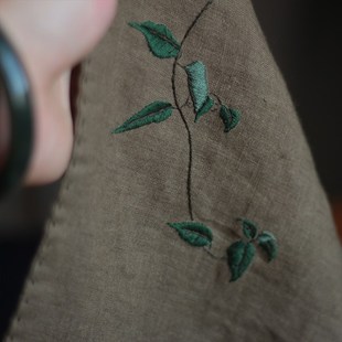 野蛮生长|纯亚麻手工刺绣手帕diy材料包男士女士吸汗随身手绢礼物