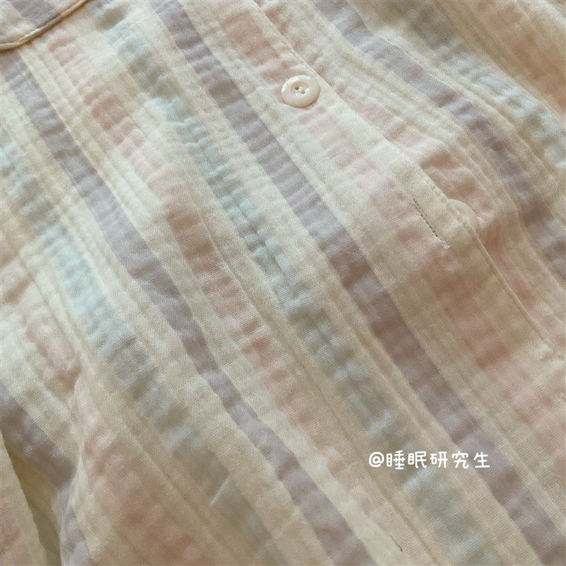 【小冰糖】春秋季女睡衣绉布长袖长裤家居服两件套条纹套装,女士内衣/男士内衣/家居服,睡衣/家居服套装,淘宝优惠券,粉丝福利购,淘宝优惠卷