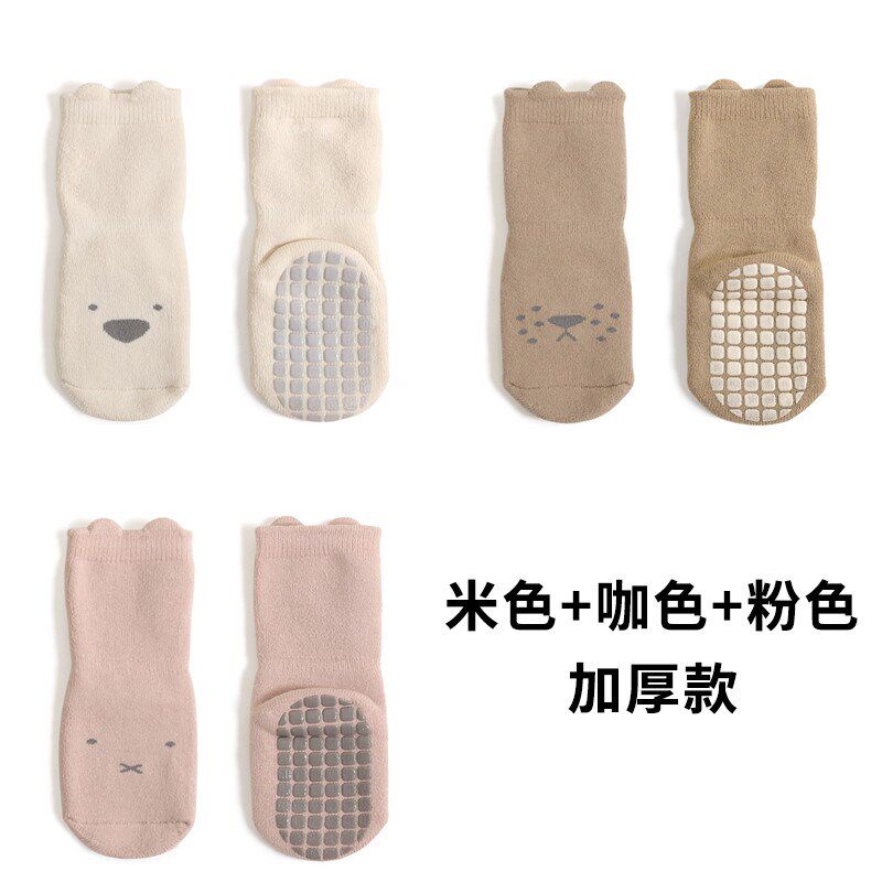 宝宝地板袜婴儿儿童防滑袜套加绒加厚室内软底秋冬季学步高筒新款