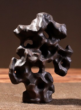 新中式禅意售楼处家居玄关桌面茶室书房电视柜陶瓷假山太湖石摆件