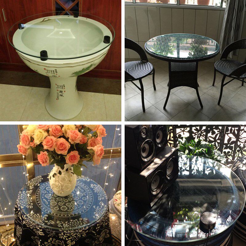 圆形钢化玻璃面 餐桌圆桌玻璃圆桌面  转盘茶几玻璃x桌面透明台面