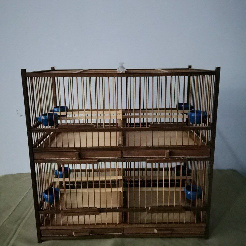 麓f鸟笼紫竹制纯手工四格鸟笼绣眼贝子黄鸟麻料白玉鸟笼全封闭式