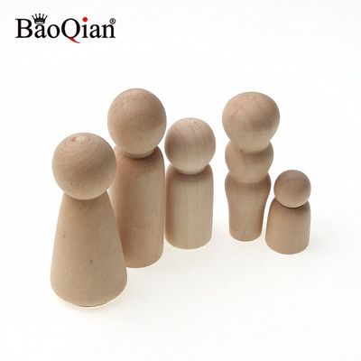 推荐5Pcs Creative Five People Wooden Peg Dolls Toy People Ma