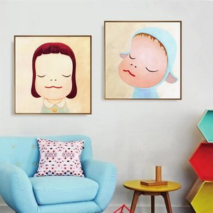 奈良美智装饰画女孩房间装饰画日式墙面挂画儿童房卧室床头墙壁画