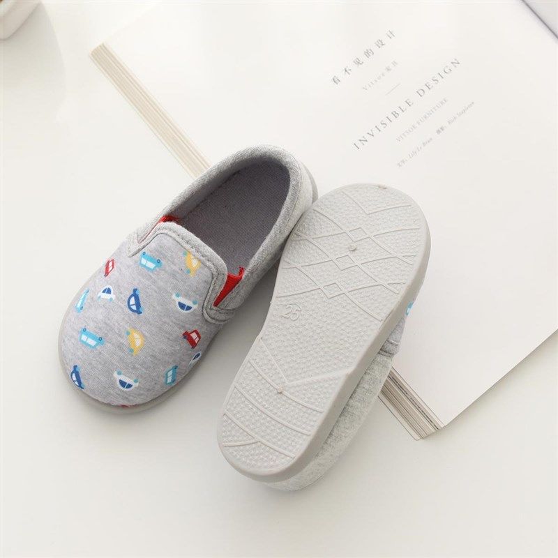 春秋男童家居鞋儿童地板拖鞋包跟防滑软底幼儿园室内帆布透气单鞋