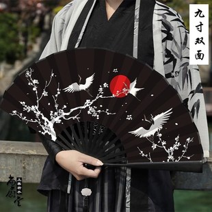 网红古风双面9寸男女式 随身折叠扇子 绸布折扇中国风汉服配饰夏季