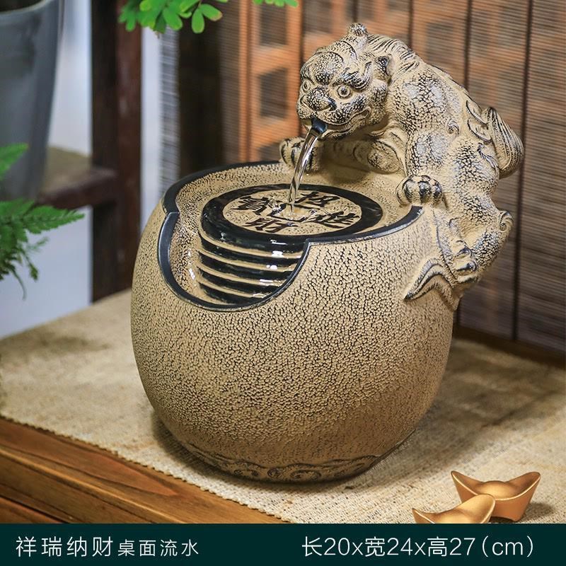 桌面汉摆件小型流水韵装饰客厅中式流水喷泉水景新办公桌堂招财
