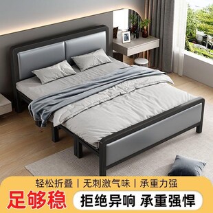家用床折叠床学生宿舍加宽木板床出租房简易双人床卧室铁床经济型