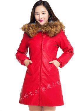 秋冬新款防水PU长袖拉链款皮围裙防油厨房女成人修身羽绒服皮罩衣