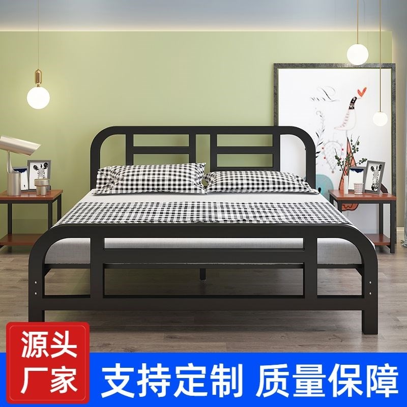 网红铁艺床双人床1米5铁床加厚加固单人床出租房床铁架床现代简约