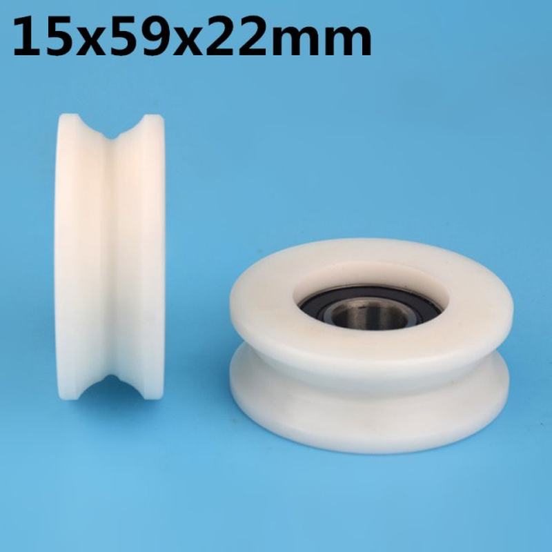 推荐1Pcs 12x59x22 mm U groove Nylon Plastic Wheel With Beari