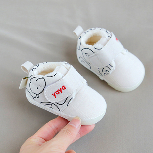 学步鞋女宝宝加厚棉鞋冬季0一1-2岁软底婴儿鞋加绒不掉鞋男童鞋子