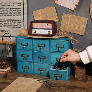 复古桌面收纳柜实木首饰盒2022新款 文玩收藏i. 饰品收纳盒S抽屉式