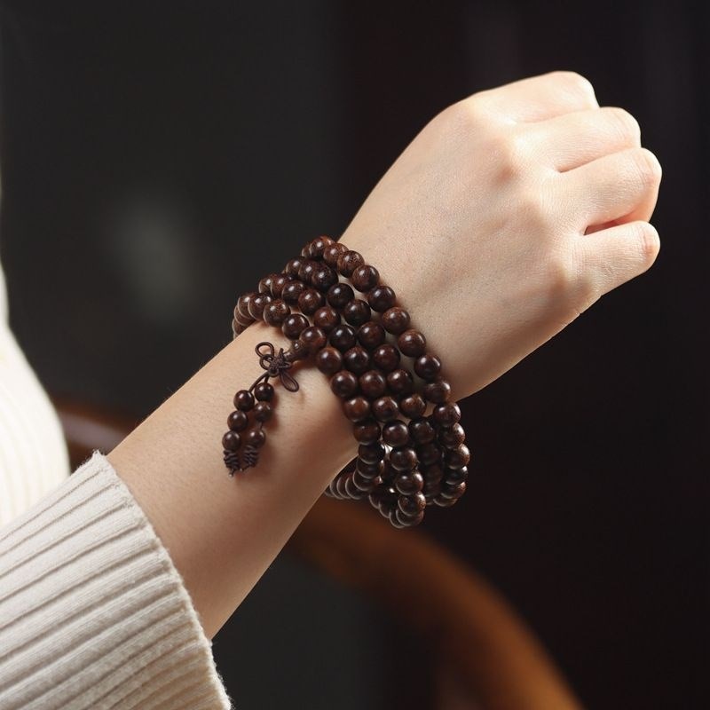 老料金丝檀木108颗手链佛珠男女士民族复古风新中式念珠文玩手串