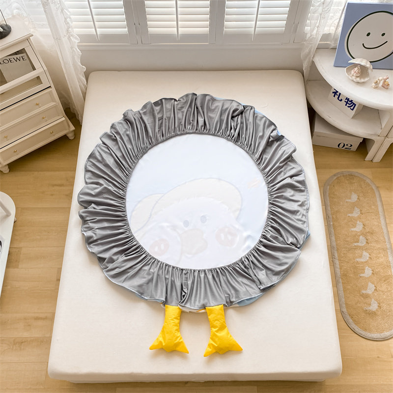 卡通黄鸭子冰丝凉席床笠款三件套夏季可机洗水洗家用可爱婴儿可用,床上用品,冰丝席,淘宝优惠券,粉丝福利购,淘宝优惠卷