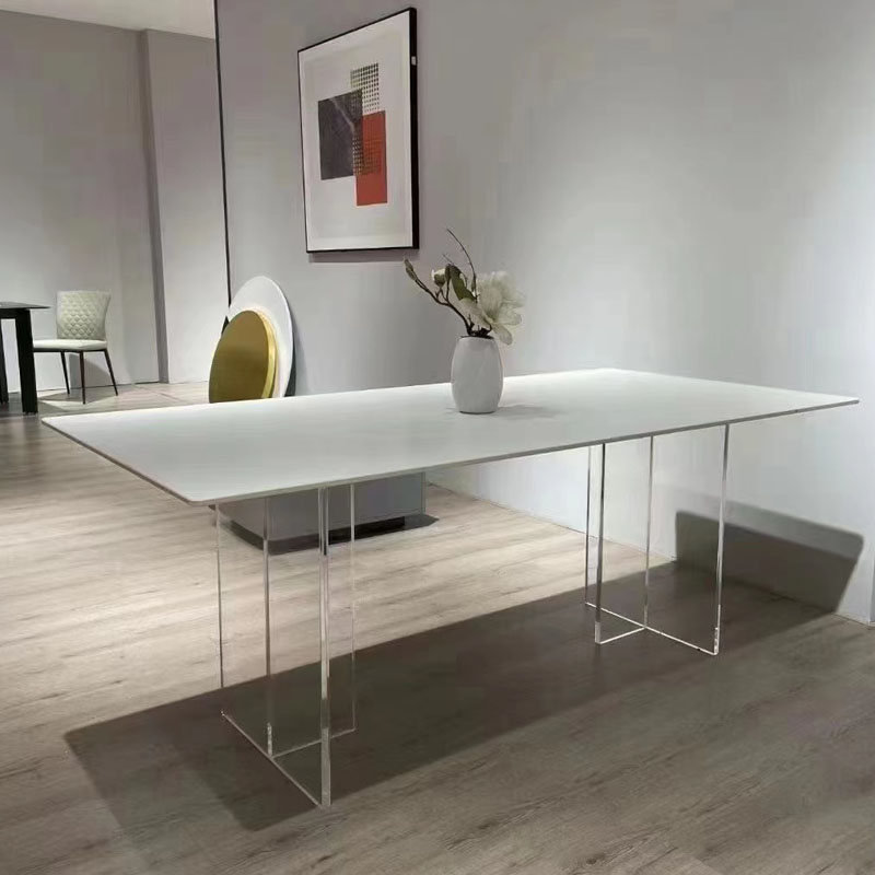 亚克力岩板餐椅组合岛台餐桌一体现代大户型开放式厨房吧台悬浮长