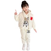 女童秋装 三件套11 8加绒加厚马甲卫衣7岁儿童洋派时尚 套装 2023新款